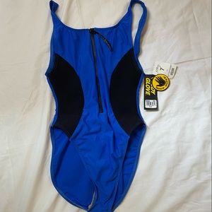 Body Glove One Piece Swimsuit NWT zip front blue and black